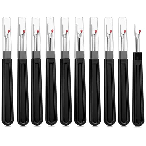 10 Stück Nahttrenner Profi, Große Schwarze Nahttrenner Mit Schutzkappe zum Entfernen Von Stichen, für Handnähprojekten,Stickarbeiten und Kreuzstich Diy Projekten von Zengjunwei