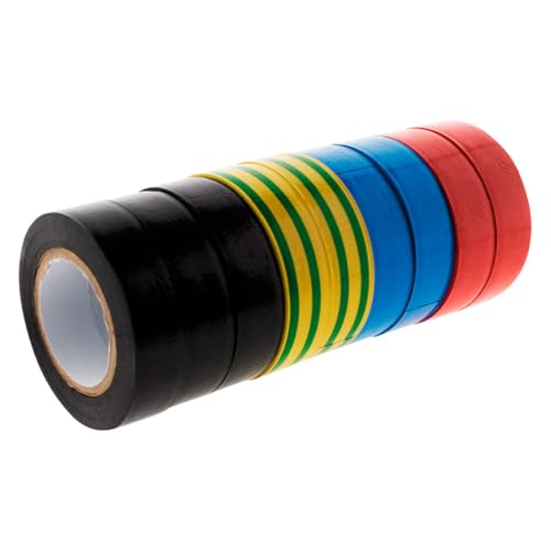 Zenitech - Set Aus 9 Elektrischen Isolierenden Klebebändern 15mm x 10m - PVC Dicke 0,15mm - Ideal Für Elektrische Arbeiten Zu Hause - Schwarz, Blau, Grün, Gelb, Rot - 10m Zenitech - Set Aus 9 Elektrischen Isolierenden Klebebändern 15mm x 10m - PVC Dicke 0,15mm - Ideal Für Elektrische Arbeiten Zu Hause - Schwarz, Blau, Grün, Gelb, Rot - 10m von Zenitech