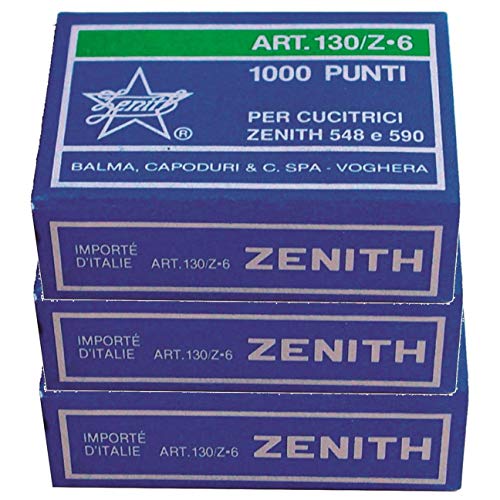 ZENITH Heftklammern 130Z6 (6/6) für Zenith 548 und 590, 3 Packungen mit je 1000 Stück von Zenith