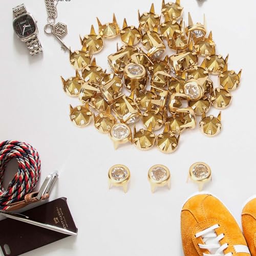 ZenithAur 50 Stück Strass nieten, 6mm DIY Bunte runde Krallen A Grade Kristall Strass steine für Mode accessoires, geb1th62z7-03 (6 mm goldschnittenes weißes Diamantklauenbohrer) von ZenithAur