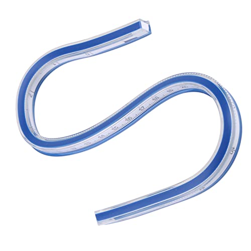 Zenithaur Flexible Kurve Lineal Kunststoff Blau weiß biegsamer Lineal für technische Zeichnung, Designgrafiken, Nähen - 12 Zoll / 24 Zoll Optional (30 cm/11,8in) von ZenithAur