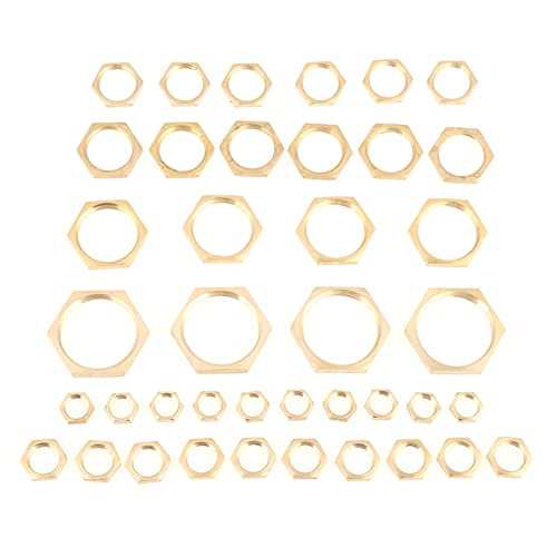 Zenithaur Messing -Lock -Muttern, 40pcs Messingmuttern Sortiment Kit für Rohranschlüsse, enthält hex -dünne Muttern mit G -Gewindegrößen G1/8, G1/4, G3/8, G1/2, G3/4, G1 Zenithaur Messing -Lock -Muttern, 40pcs Messingmuttern Sortiment Kit für Rohranschlüsse, enthält hex -dünne Muttern mit G -Gewindegrößen G1/8, G1/4, G3/8, G1/2, G3/4, G1 von ZenithAur