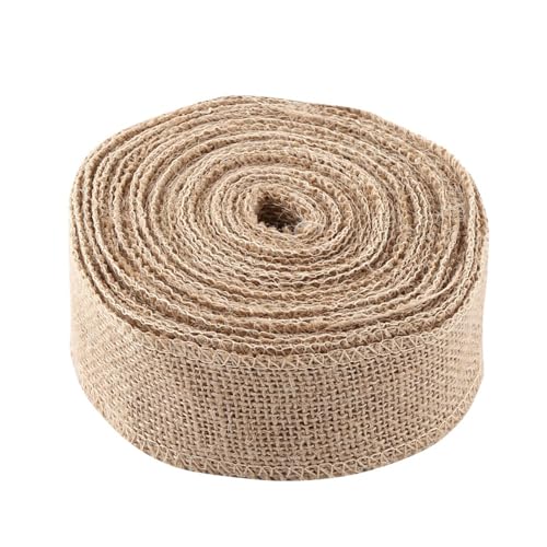 Zenithaur -Sackleinenband für Basteln breites Jute -Wired -Band inhärente Stoffrolle für Hochzeitsdekoration Weihnachtsdekorationen Rustikale Handwerk (5CM) von ZenithAur