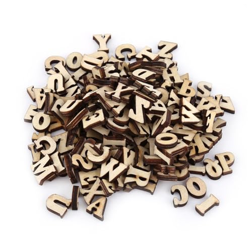 Zenithaur unvollendeter Holzbuchstaben 200pcs gemischtes Holz a - z Buchstaben für kreatives Haushandwerk (Englisch Brief Design) von ZenithAur