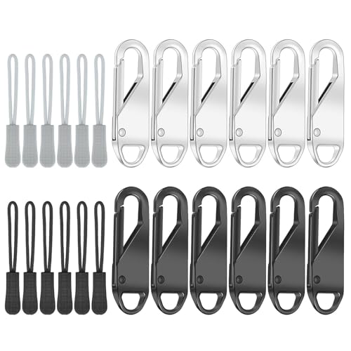 24 Stück Reißverschluss Zipper Bausätze,Zipper für reißverschluss Abnehmbares Metall Zipper Pull Mit Nylon-Lanyard,Reissverschluss Zipper für Koffer, Rucksack,Stiefel,Jacken（Universal） von ZenithFast