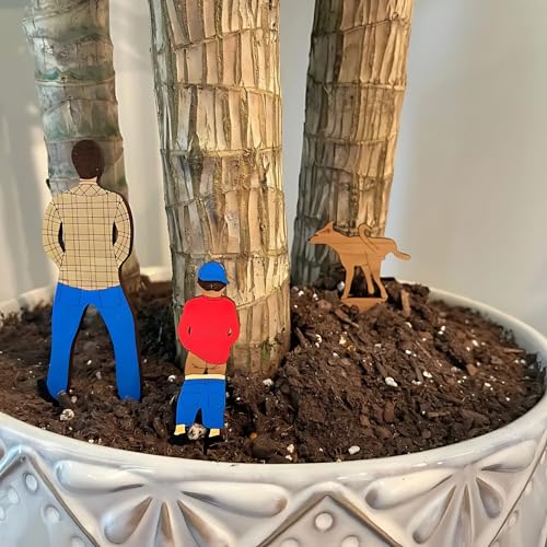 ZenithPrime Pflanzendekorationen für Töpfe, Set mit 3 lustigen Holzfiguren Gartendekoration, Outdoor-Statue, Pflanzgefäß, Hugger für Blume, Hof, Rasen, Ornament, Balkondekor (L) von ZenithPrime