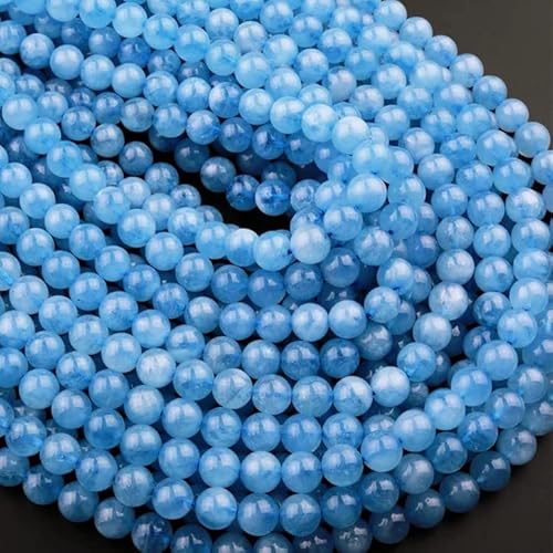 Zenkeeper 108 Stück natürliche Aquamarin-Perlen für die Schmuckherstellung, 8 mm, authentische blaue Aquamarin-Perlen von Zenkeeper