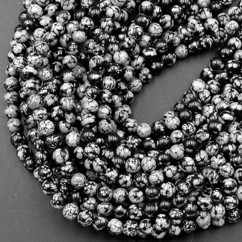 Zenkeeper 116–120 Stück Schneeflocken-Obsidian-Perlen für die Schmuckherstellung, 6 mm Schneeflocken-Obsidian-Edelsteine, lose Steinperlen von Zenkeeper