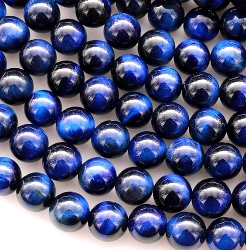 Zenkeeper Blaue Tigerauge-Perlen für die Schmuckherstellung, 6 mm, Tigerauge, Edelsteine, lose Steinperlen für die Armbandherstellung, 116 Stück von Zenkeeper