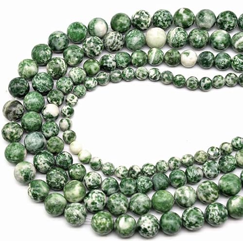 Zenkeeper Jaspis-Perlen für die Schmuckherstellung, 8 mm, grüne Punkte, Jaspis, Edelsteine, lose Perlen für die Armbandherstellung, 108 Stück von Zenkeeper