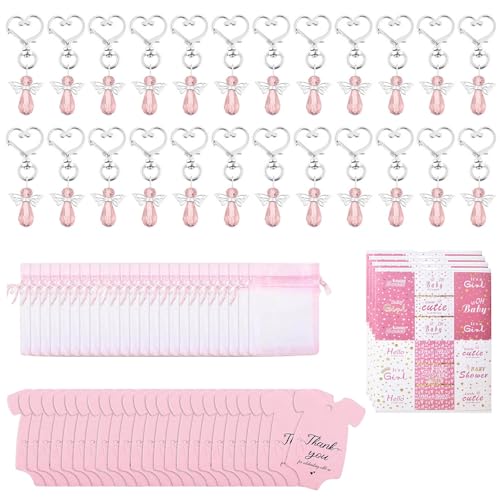 Zenlir Packung Von 24 Engelskristallschlüsselketten Und Drawschnellorganisationen Mit Dankeskarten Für Babyparty Partyzubehör von Zenlir