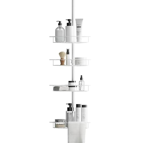 Zenna Home Duschablage mit Spannstange, 4 Korbböden mit integrierten Handtuchstangen, verstellbar, 152,4 bis 244,4 cm, Weiß Zenna Home Duschablage mit Spannstange, 4 Korbböden mit integrierten Handtuchstangen, verstellbar, 152,4 bis 244,4 cm, Weiß von Zenna Home