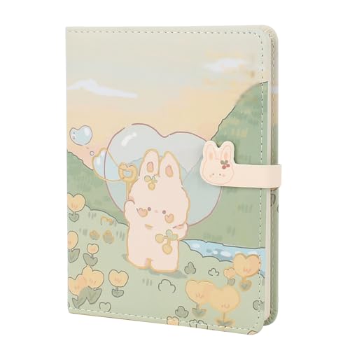 Zeph Hosea Niedliches Cartoon-Notizbuch, Kawaii-Tagebuch, japanisches Skizzenbuch, Ledereinband, Tagebuch, Notizblock, Reise-Notizbuch, Grün von Zeph Hosea