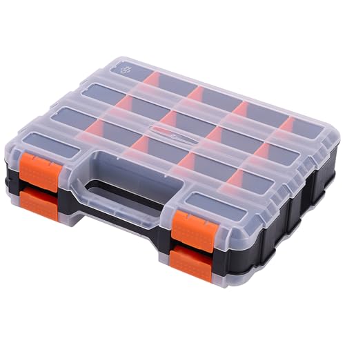 Schrauben Sortierbox, 17 Fächer Sortierboxen für Kleinteile, Werkzeug Organizer mit Abnehmbarer Kunststoff-Trennwand, für Muttern, Bolzen, Schrauben, Nägel und Kleinteile (Schwarz + transparent) von ZephyHinge