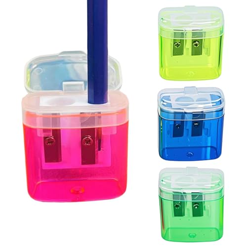 Bleistiftspitzer, 4 Stück, handlicher Bleistiftspitzer mit Deckel, für Kinder, Erwachsene, Schule, Klasse, Zuhause, Büro (A) von Zephylix