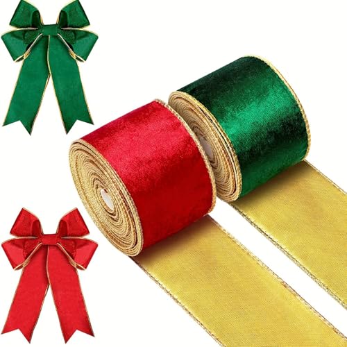 Weihnachtsband, rot / grün, Stoff, Bastelband für Geschenkverpackungen, Partyzubehör, Dekoration, Basteln, 457,2 x 6,3 cm (grün) von Zephylix
