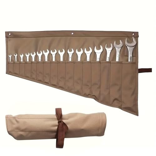 Zephylix Schraubenschlüssel-Roll-Organizer, 16 Taschen, Schraubenschlüssel, Rolltasche, Werkzeugtasche, Organizer, Werkzeugtasche, kleine Schraubenschlüssel, Zange, Werkzeugtasche für Handwerker, Zephylix Schraubenschlüssel-Roll-Organizer, 16 Taschen, Schraubenschlüssel, Rolltasche, Werkzeugtasche, Organizer, Werkzeugtasche, kleine Schraubenschlüssel, Zange, Werkzeugtasche für Handwerker, von Zephylix