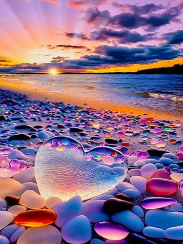 5D Diamant Painting Strand Herz Sonnenuntergang, DIY Diamond Art Kit für Erwachsene, Crystal Perlen Bilder zum Kleben, Kreuzstich Stickerei Set für Wand Dekor,Malen nach Zahlen für Anfänger(30x40 cm) 5D Diamant Painting Strand Herz Sonnenuntergang, DIY Diamond Art Kit für Erwachsene, Crystal Perlen Bilder zum Kleben, Kreuzstich Stickerei Set für Wand Dekor,Malen nach Zahlen für Anfänger(30x40 cm) von ZephyrHome