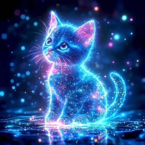 5D Diamond Painting，DIY Katzen Diamantmalerei，Vollbohrung Katzen Kunst für Wanddekor,Rundes Diamant-Punkt-Malset，Diamond Painting für Erwachsene und Kinder,Anfänger geeignet diamond Painting,30x30 cm von ZephyrHome
