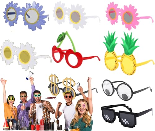 9 Paar Luau Party Sonnenbrillen - Hawaiianische Brillen, Sommerparty Foto Requisiten, Bierkönig und Ballermann Partyzubehör, Malle Outfit, Fotobox-Accessoires, Dekoration für Fasching und Halloween von ZephyrHome