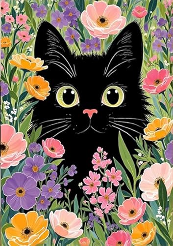 Diamond Painting Katze Set für Erwachsene, DIY 5D Diamant Malerei Bild Katzen Blumen Diamant Painting Leinwand Kit, Diamond Art Kits mit Kristallsteinen, Bastelset als Home Wall Decor Geschenk 30x40cm Diamond Painting Katze Set für Erwachsene, DIY 5D Diamant Malerei Bild Katzen Blumen Diamant Painting Leinwand Kit, Diamond Art Kits mit Kristallsteinen, Bastelset als Home Wall Decor Geschenk 30x40cm von ZephyrHome