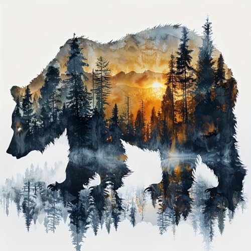 Wald Bär für 5D Diamant Malerei Set mit Vollbohrung, DIY 5D Diamant Malerei Set, diamond painting erwachsene xxl, DIY Malen nach Zahlen für Anfänger und Profis, Gemälde Wanddekoration (30x30cm) von ZephyrHome