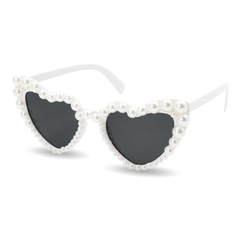 Zequech Sonnenbrille mit herzförmigem Rahmen, besetzt mit Perlen, weißem Farbton. Cooles Accessoire für Sommer Beach - Partys, Disco, Musikfestivals Zequech Sonnenbrille mit herzförmigem Rahmen, besetzt mit Perlen, weißem Farbton. Cooles Accessoire für Sommer Beach - Partys, Disco, Musikfestivals von Zequech