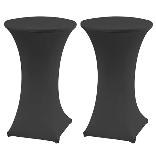 2 Packungen Spandex-Cocktail-Tischdecke, dehnbar, hohe Oberseite, rund, waschbar, rund, Durchmesser 80 x 110 cm, Tischschutz, für Hochzeiten, Messen, Bankette, Geburtstage, Outdoor-Partys von ZeriTlolen