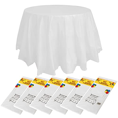 ZeriTlolen Runde Einweg-Tischdecke, 213,4 cm, Kunststoff, weiß, Einweg-Tischdecken, PEVA, wasserabweisend, Tischdecke für Hochzeit, Bankett, Restaurant, Grillparty, feines Essen, Hochzeit, Outdoor, 6 ZeriTlolen Runde Einweg-Tischdecke, 213,4 cm, Kunststoff, weiß, Einweg-Tischdecken, PEVA, wasserabweisend, Tischdecke für Hochzeit, Bankett, Restaurant, Grillparty, feines Essen, Hochzeit, Outdoor, 6 von ZeriTlolen