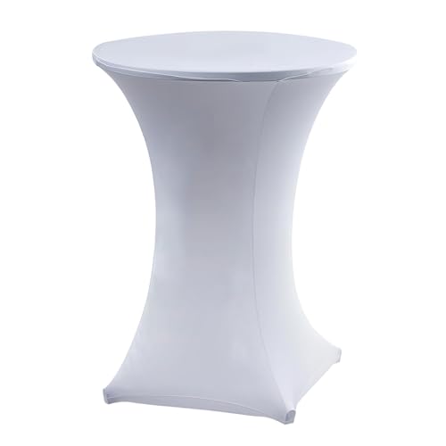 Spandex-Cocktail-Tischdecke, dehnbar, hohe Oberseite, runde Tischdecke, waschbar, rund, Durchmesser 80 cm, Tischschutz, für Hochzeiten, Messestände, Bankett, Geburtstag, Outdoor, Party, Bar, Weiß Spandex-Cocktail-Tischdecke, dehnbar, hohe Oberseite, runde Tischdecke, waschbar, rund, Durchmesser 80 cm, Tischschutz, für Hochzeiten, Messestände, Bankett, Geburtstag, Outdoor, Party, Bar, Weiß von ZeriTlolen
