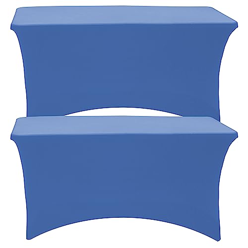 Spandex-Tischdecke, 1,22 m, eng, waschbar und knitterfrei, dehnbar, rechteckig, Terrassentischabdeckung für Party, Messen, Bankett, Hochzeiten, 122 x 76 x 76 cm, Blau, 2 Stück von ZeriTlolen