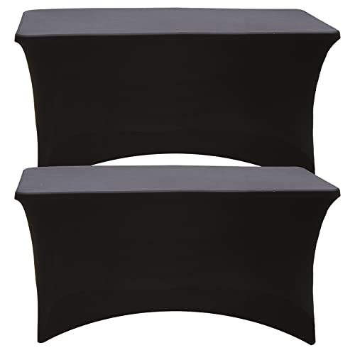 Spandex-Tischdecke, 122 cm, schwarz, eng, waschbar, knitterfrei, dehnbar, rechteckig, Terrassentischabdeckung für Party, DJ, Messen, Bankett, Hochzeiten, Cocktails, 122 x 76 x 76 cm (L x B x H), 2 von ZeriTlolen