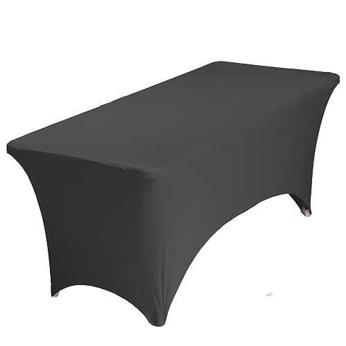 Spandex-Tischdecke, eng, elastisch, waschbar, knitterfrei, dehnbar, rechteckig, Terrassentischabdeckung für Hochzeit, Bankett, Verkaufsständer und Partys, 183 x 76 x 76 cm, Weiß von ZeriTlolen