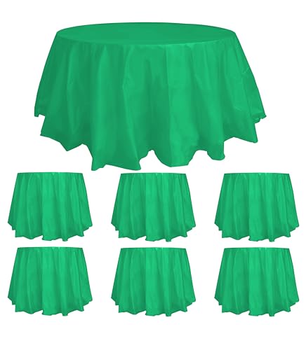 ZeriTlolen Runde Einweg-Tischdecke, 213,4 cm, Kunststoff, PEVA, wasserabweisend, Tischdecke für Hochzeit, Bankett, Restaurant, Grillparty, feines Essen, Hochzeit, Outdoor, Grün, 6 Stück ZeriTlolen Runde Einweg-Tischdecke, 213,4 cm, Kunststoff, PEVA, wasserabweisend, Tischdecke für Hochzeit, Bankett, Restaurant, Grillparty, feines Essen, Hochzeit, Outdoor, Grün, 6 Stück von ZeriTlolen