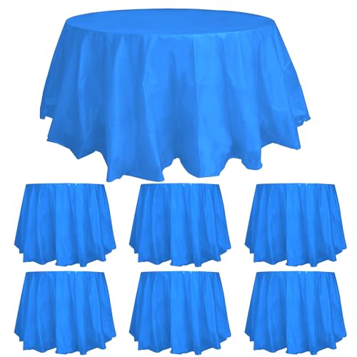 ZeriTlolen Runde Einweg-Tischdecken, 213,4 cm, Kunststoff, blau, Einweg-Tischdecken, PEVA, wasserabweisend, Tischdecke für Hochzeit, Bankett, Restaurant, Grillparty, feines Essen, Hochzeit (Blau, 6 ZeriTlolen Runde Einweg-Tischdecken, 213,4 cm, Kunststoff, blau, Einweg-Tischdecken, PEVA, wasserabweisend, Tischdecke für Hochzeit, Bankett, Restaurant, Grillparty, feines Essen, Hochzeit (Blau, 6 von ZeriTlolen