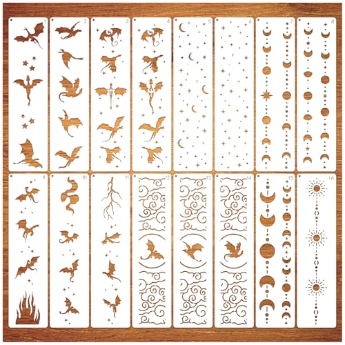 Zernblend 16 Stück Sashiko Stencil Set, Handquilten, Prägeschablonen (11,8 x 3 Zoll) von Zernblend