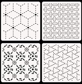 Zernblend 20 Stück Sashiko Stencil Set, Scrapbooking Handwerk Deko, Handquilten, Prägeschablonen (4,7 x 4,7 Zoll) von Zernblend