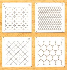 Zernblend 24 Stück Sashiko Stencil Set, Handquilten, Scrapbooking Handwerk Deko, Prägeschablonen (4,72 x 4,72 Zoll) von Zernblend