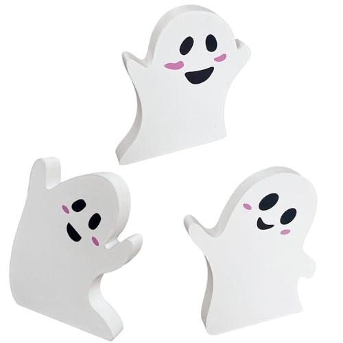 Zernblend 3 Stück niedlichen Geist Halloween Dekorationen Indoor, Halloween Spooky Dekorationen, Holz Tiered Tray Dekor Tisch Zeichen Zernblend 3 Stück niedlichen Geist Halloween Dekorationen Indoor, Halloween Spooky Dekorationen, Holz Tiered Tray Dekor Tisch Zeichen von Zernblend