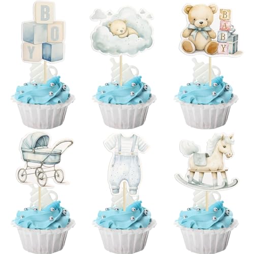 Zernblend 36 Stück Cupcake Topper für Jungen, Babyparty Dekorationen für Kinder, Bären Cupcake Topper, Cupcake Deko Zernblend 36 Stück Cupcake Topper für Jungen, Babyparty Dekorationen für Kinder, Bären Cupcake Topper, Cupcake Deko von Zernblend