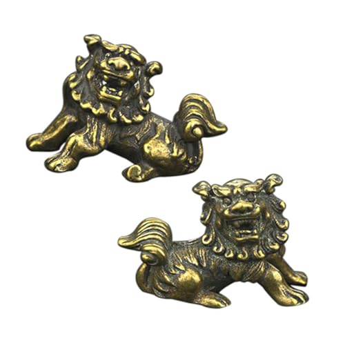 Zerodeko Kupferlöwen-schmuck Feng Shui-löwen-Dekoration Paar Glückliche Bronzene Löwenfiguren Für Den Tisch von Zerodeko