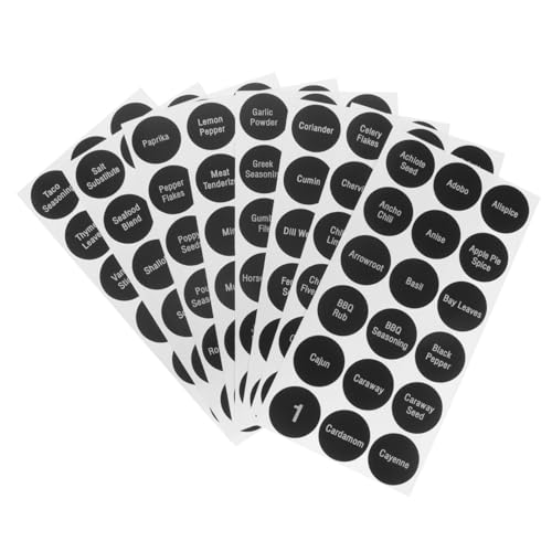 Zerodeko 1 Satz Etikett Für Gewürzflaschen Gewürzdosen Gläser Würze Zutat Name Etiketten Zur Aufbewahrung Von Lebensmitteln Etiketten Für Gewürzflaschen Pvc Selbstklebend Schwarz 8blätter von Zerodeko