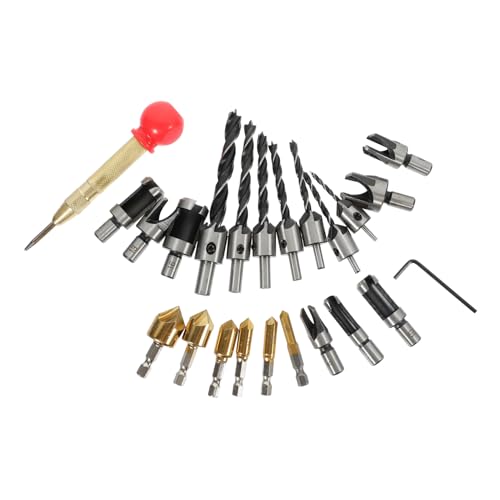Zerodeko 1 Satz Fendering -Drill -Kombinationsset Holzbearbeitung Bausatz versenken werkzeug Countersink Chamfer Debruring Drill Bit Holz Countersink Drill Bit Kit Senker-Bits Senkbit Stahl von Zerodeko