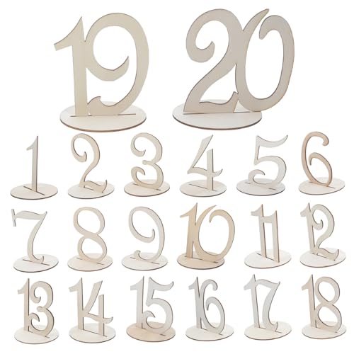 Zerodeko 1 Satz Holzschild digitaler Sitz rustikal Hochzeitstischnummern 1-20 Tischnummer begrüßen Name kleine Holzzahlen Schilder für den Hochzeitstisch hölzern Beige von Zerodeko