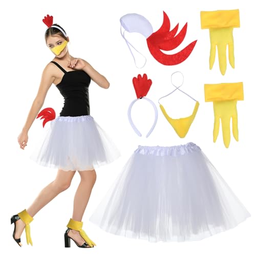 Zerodeko 1 Satz Hühnchen Kostüm Set für Feste Teiliges Cosplay Set mit Hühnerkopfbedeckung und für Halloween Weihnachten und Partys Auffälliges Design für Unvergessliche Auftritte von Zerodeko