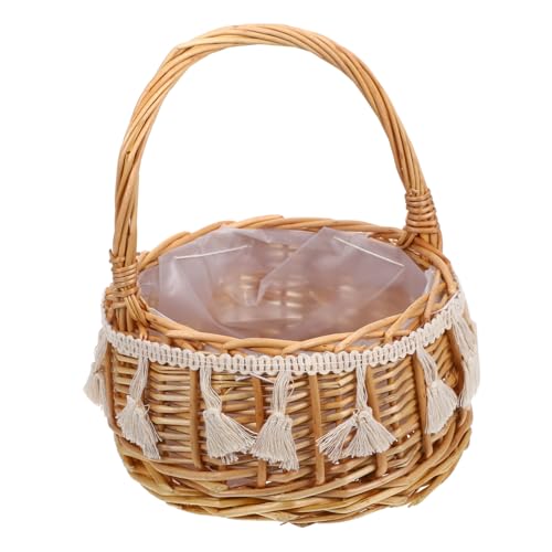 Zerodeko 1 Stück Kleiner Tragbarer Hochzeitskorb Geflochtener Blumenmädchenkorb als Fotorequisite für Hochzeiten und Besondere Anlässe für Feiern Dekoration von Zerodeko