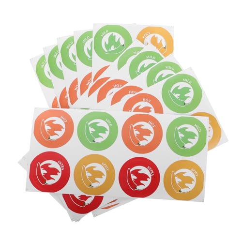 Zerodeko 10 Blatt Aufkleber für Warnung Speisen mit Chili Muster Indikatoren für Schärfegrade Selbstklebende für Lebensmittel und Gewürze von Zerodeko
