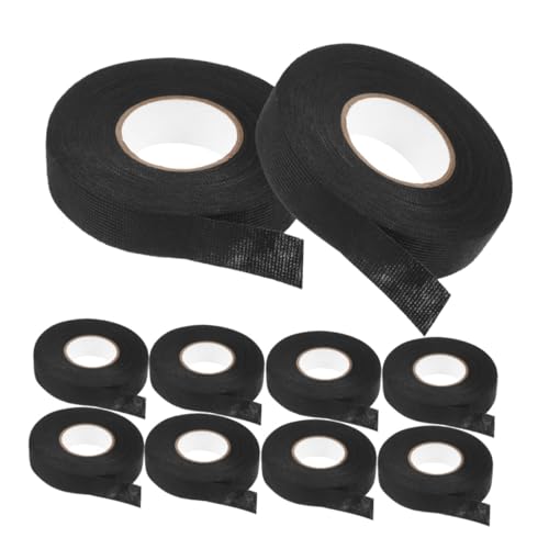 Zerodeko 10 Rollen Klebeband Automobil Kabelbahn Drahtband Hochtemperatur-elektroband Klebeband Nutzen Stoff-elektroband Kabelbaumband Für Hohe Temperaturen Isolierband Polyestertuch Black von Zerodeko
