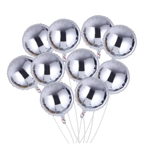 Zerodeko 10 Stück Teiliges Runde Silber Folienballons Helium Luftfüllbar Wiederverwendbar Party deko für Valentinstag Hochzeit Geburtstag Jubiläum Festliche Feier von Zerodeko