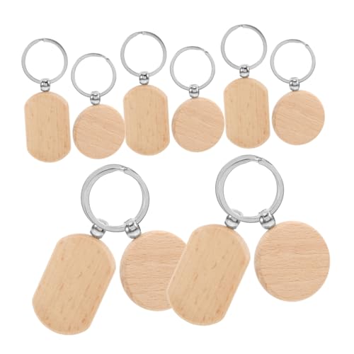 Zerodeko 10 Stück Teiliges Unbeschichteter Holz Schlüsselanhänger aus Buchenholz Diy Schlüsselanhänger Rohlinge für Gestaltung für und Bastelprojekte von Zerodeko